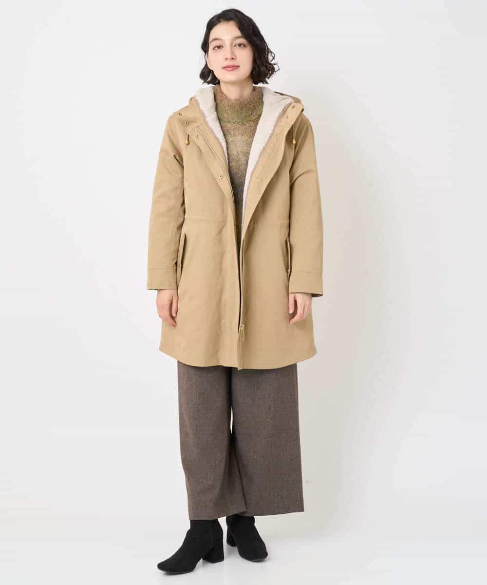 NHUAF91630 GIANNI LO GIUDICE(小さいサイズ)(メゾン ドゥ サンク) ボアライナー付き4wayコート ベージュ