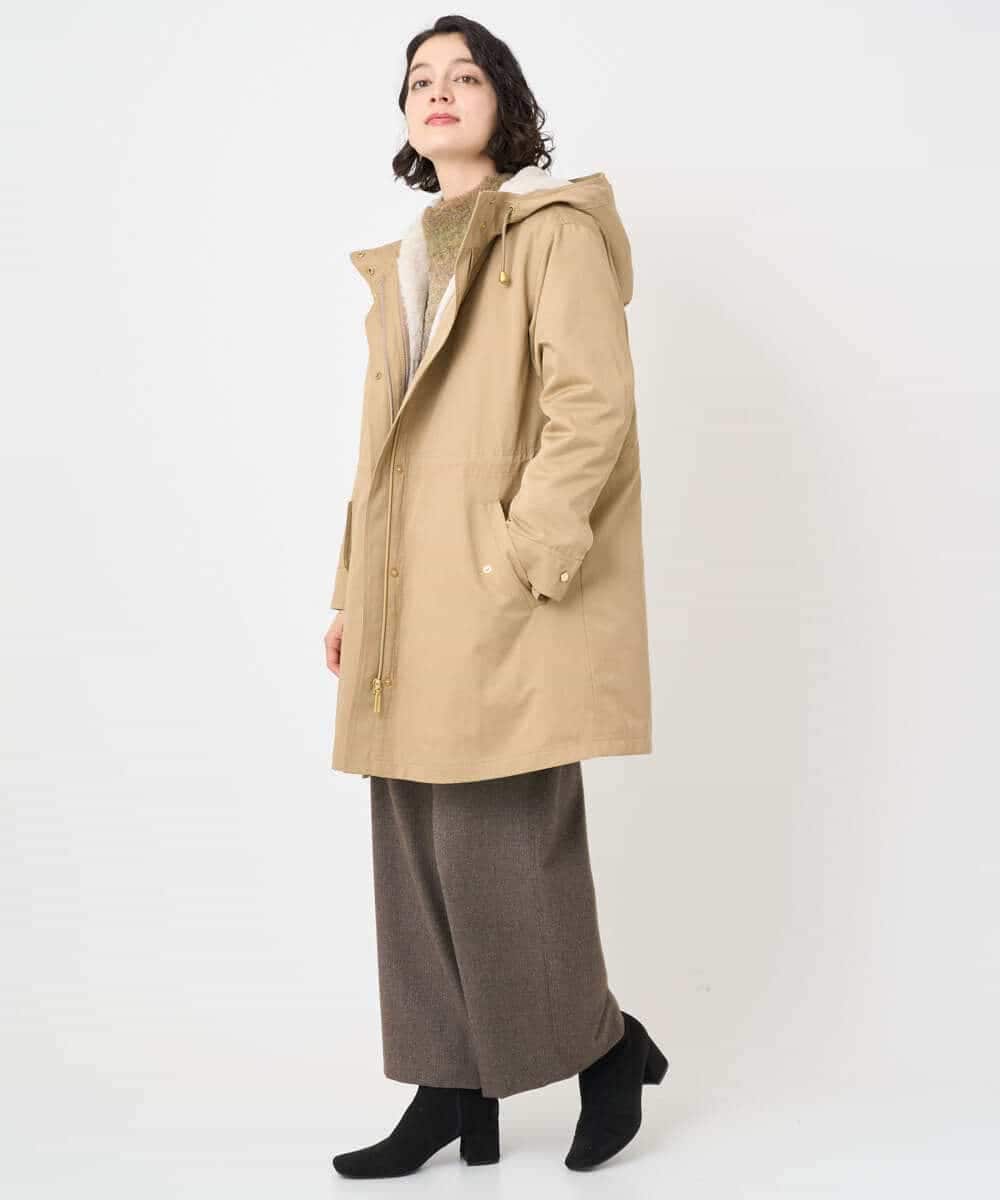 NHUAF91630 GIANNI LO GIUDICE(小さいサイズ)(メゾン ドゥ サンク) ボアライナー付き4wayコート ベージュ