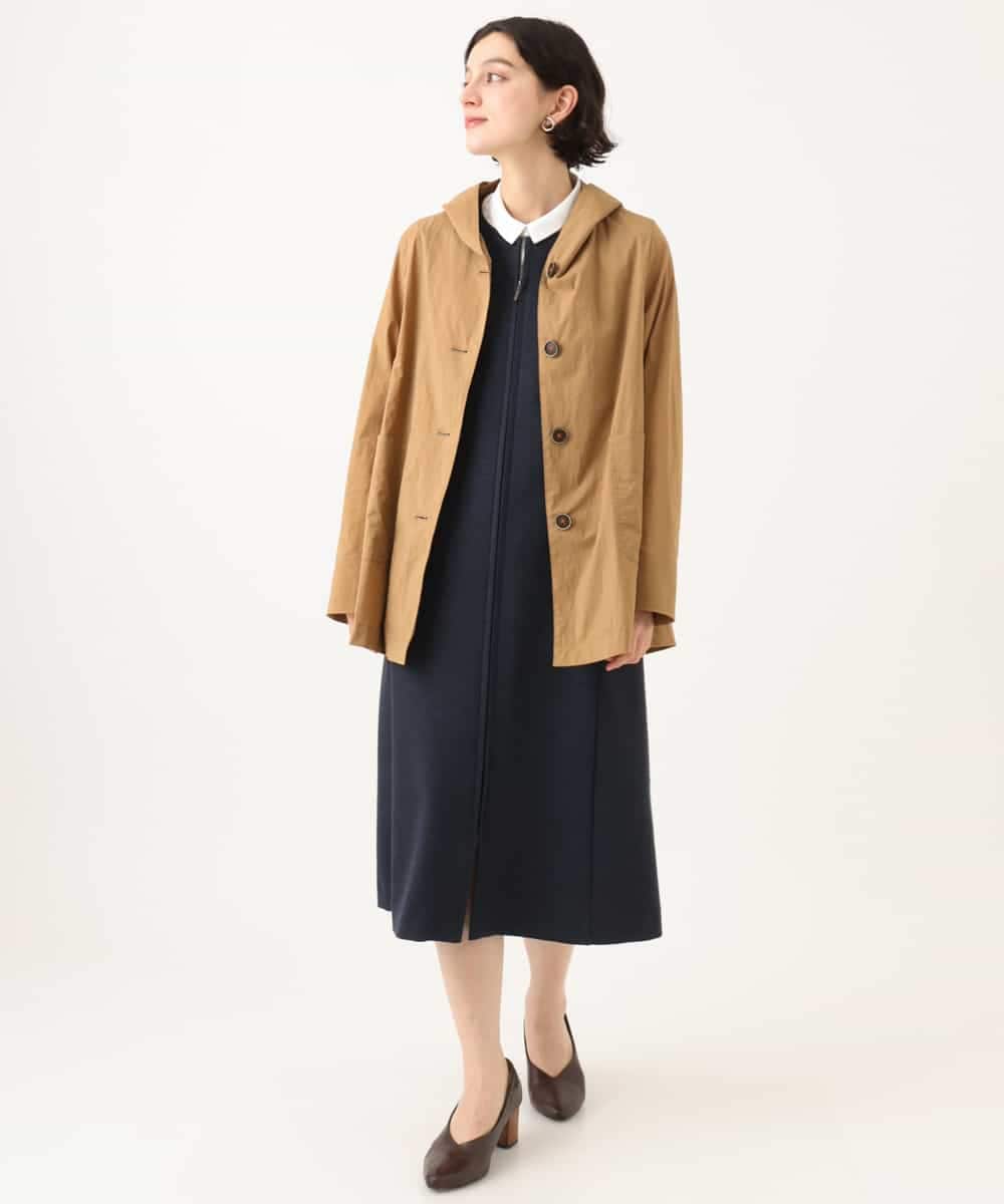 NHUAI80390 GIANNI LO GIUDICE(小さいサイズ)(メゾン ドゥ サンク) ナイロンストレッチ フーデッドコート ベージュ