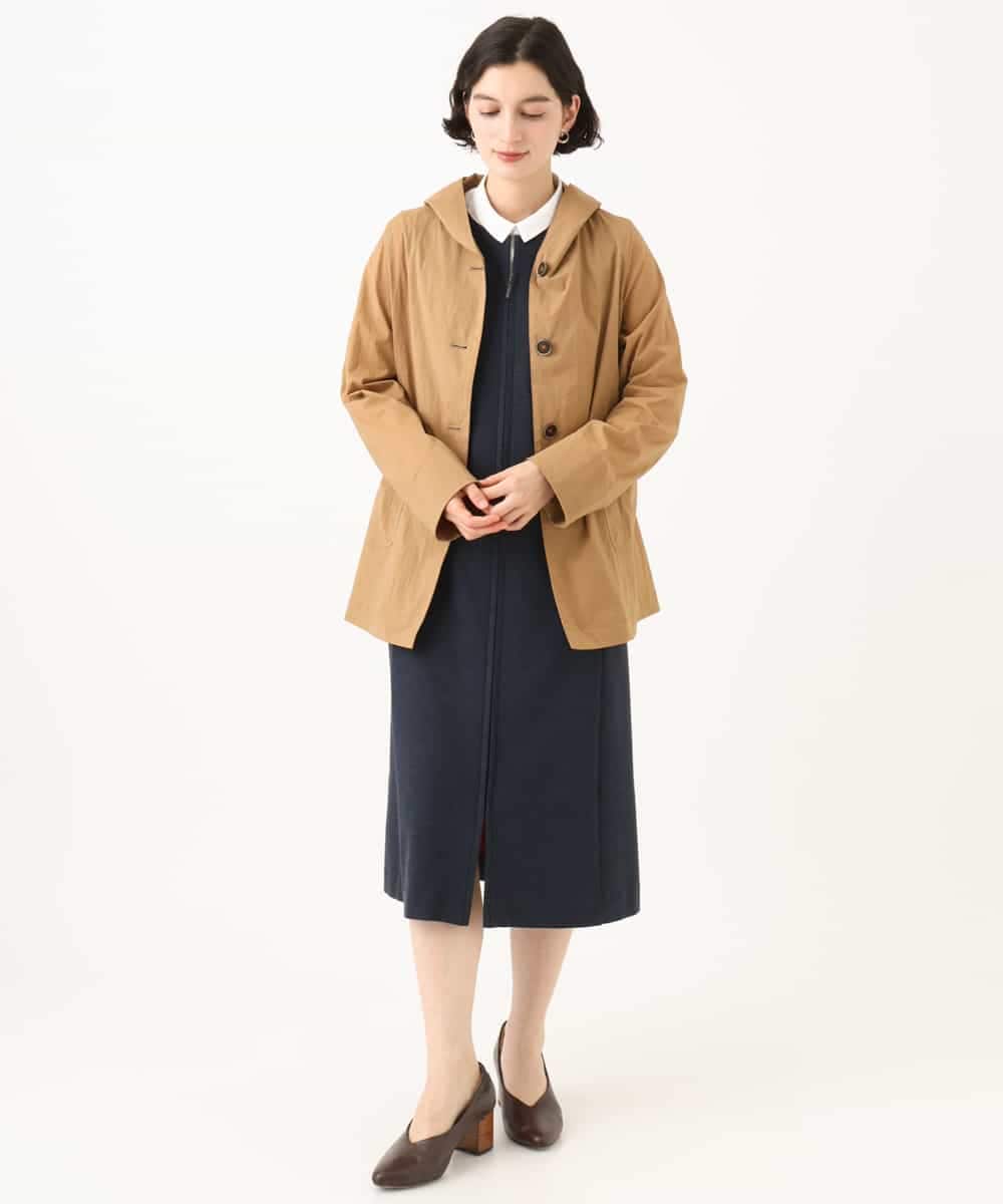 NHUAI80390 GIANNI LO GIUDICE(小さいサイズ)(メゾン ドゥ サンク) ナイロンストレッチ フーデッドコート ベージュ