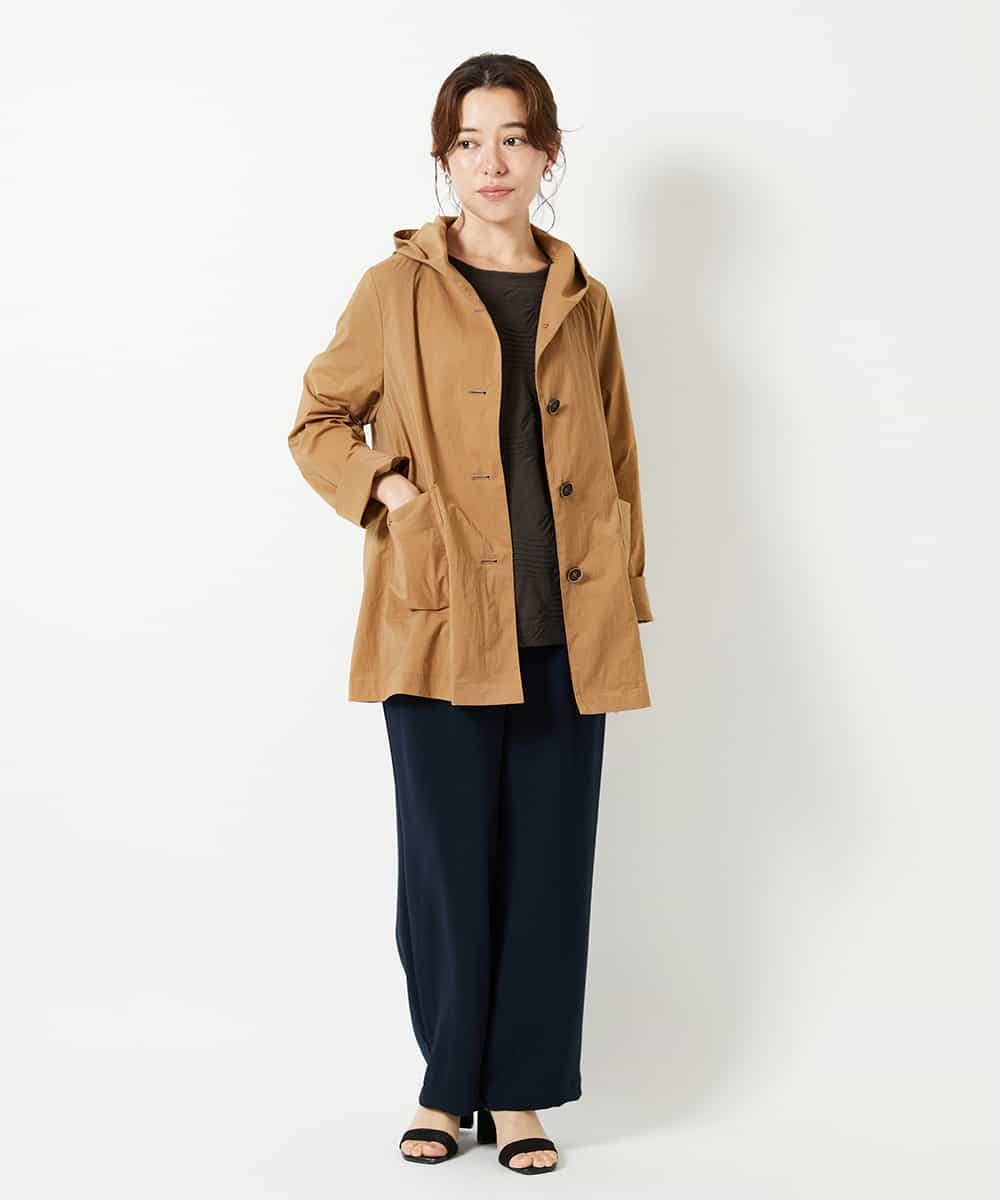 NHUAI80390 GIANNI LO GIUDICE(小さいサイズ)(メゾン ドゥ サンク) ナイロンストレッチ フーデッドコート ベージュ