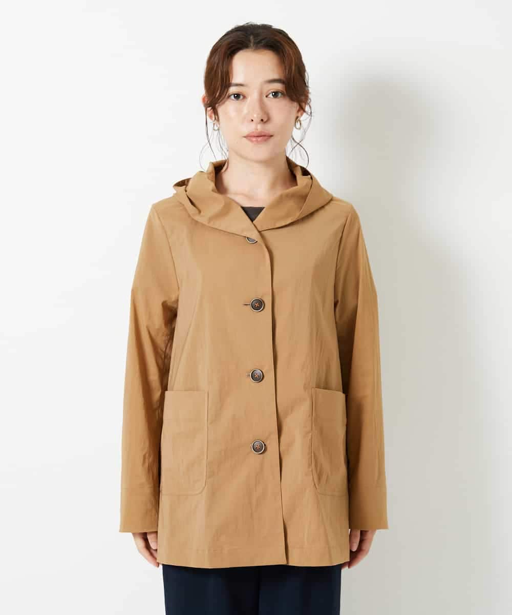 NHUAI80390 GIANNI LO GIUDICE(小さいサイズ)(メゾン ドゥ サンク) ナイロンストレッチ フーデッドコート ベージュ