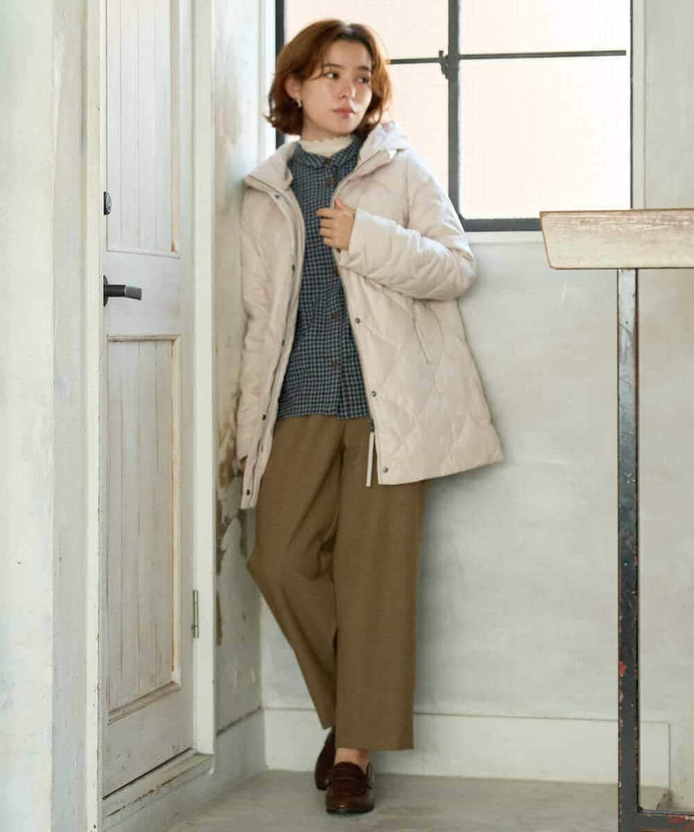 NHUAI86590 GIANNI LO GIUDICE(小さいサイズ)(メゾン ドゥ サンク) サテンリッチタフタダウンコート アイボリー