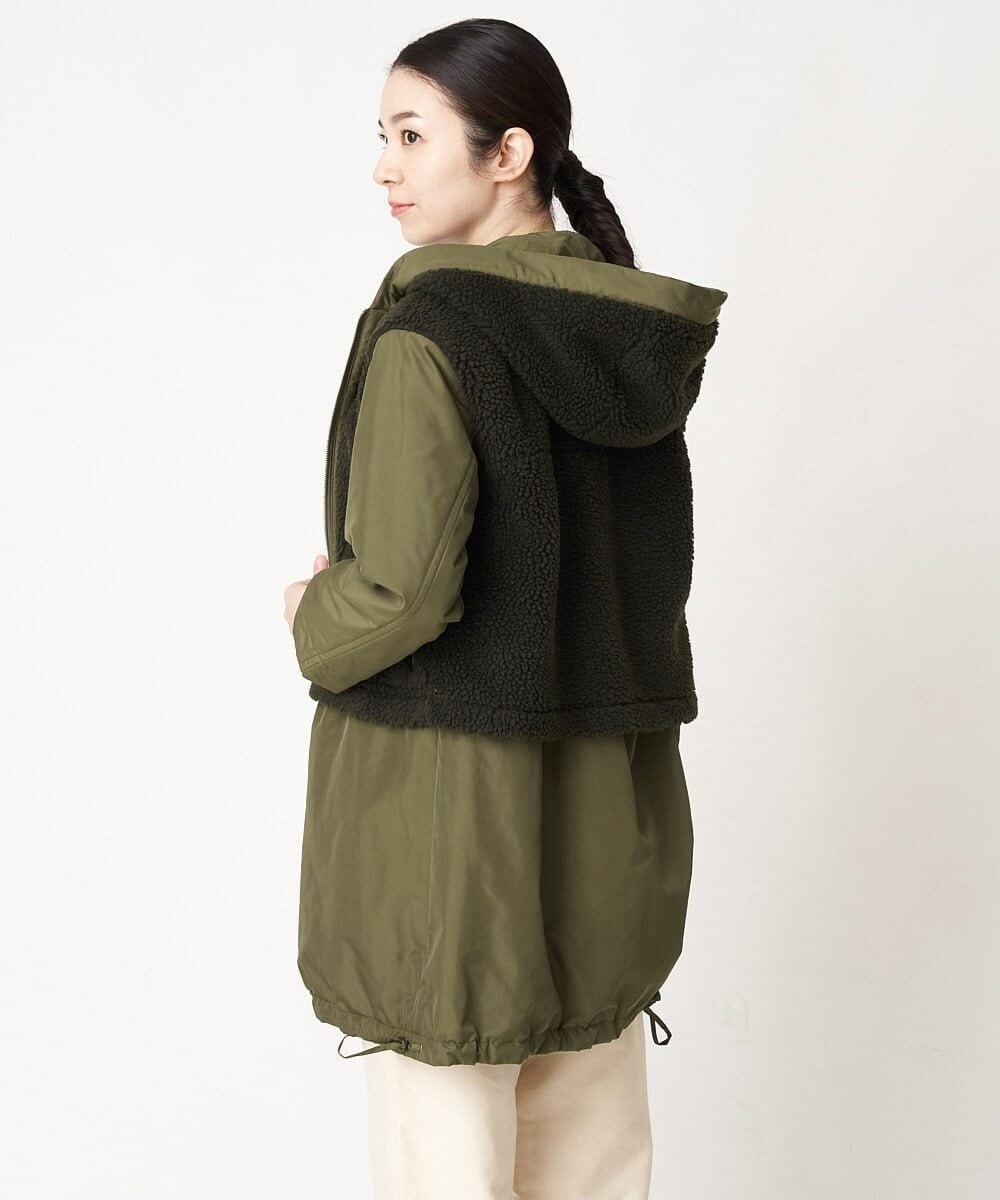 NHUAW13490 GIANNI LO GIUDICE(小さいサイズ)(メゾン ドゥ サンク) [リバーシブル]メモリッシュタッサーボアコート カーキ