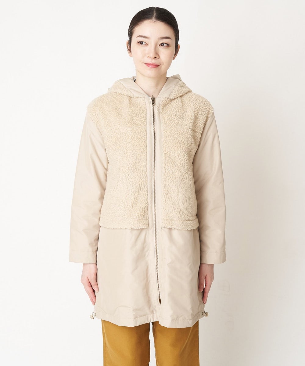 NHUAW13490 GIANNI LO GIUDICE(小さいサイズ)(メゾン ドゥ サンク) [リバーシブル]メモリッシュタッサーボアコート ライトベージュ