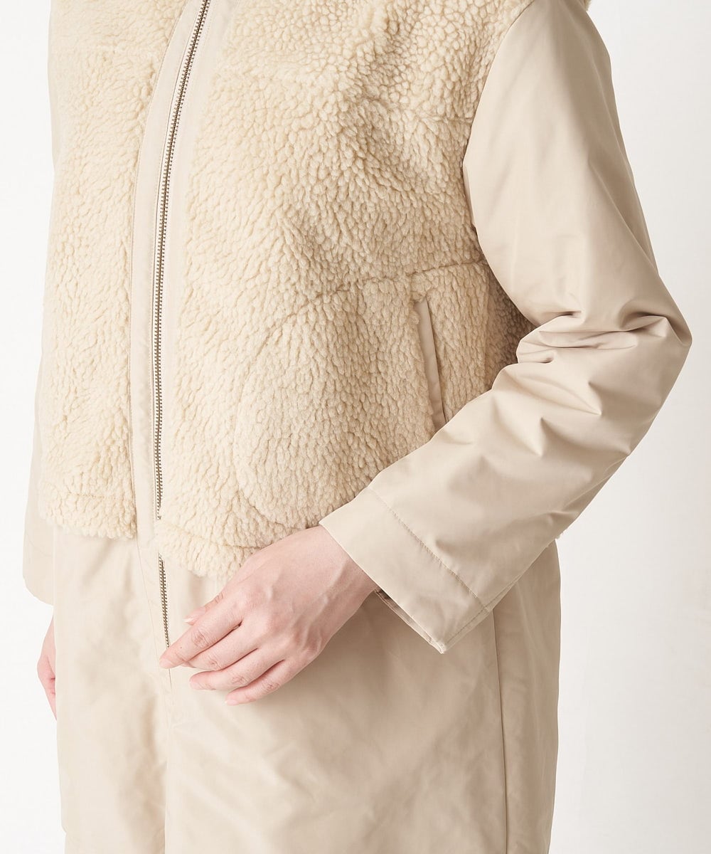 NHUAW13490 GIANNI LO GIUDICE(小さいサイズ)(メゾン ドゥ サンク) [リバーシブル]メモリッシュタッサーボアコート ライトベージュ