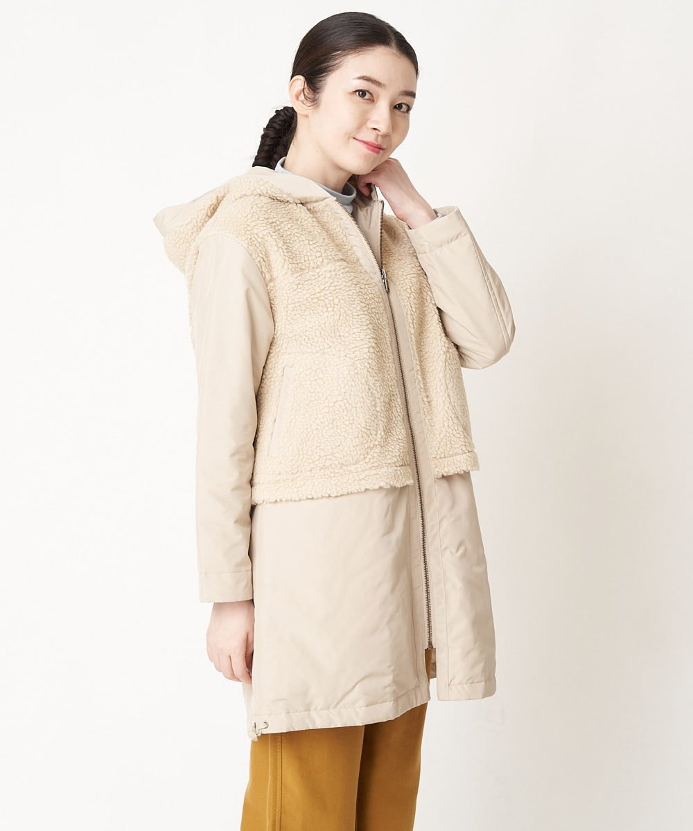 NHUAW13490 GIANNI LO GIUDICE(小さいサイズ)(メゾン ドゥ サンク) [リバーシブル]メモリッシュタッサーボアコート ライトベージュ