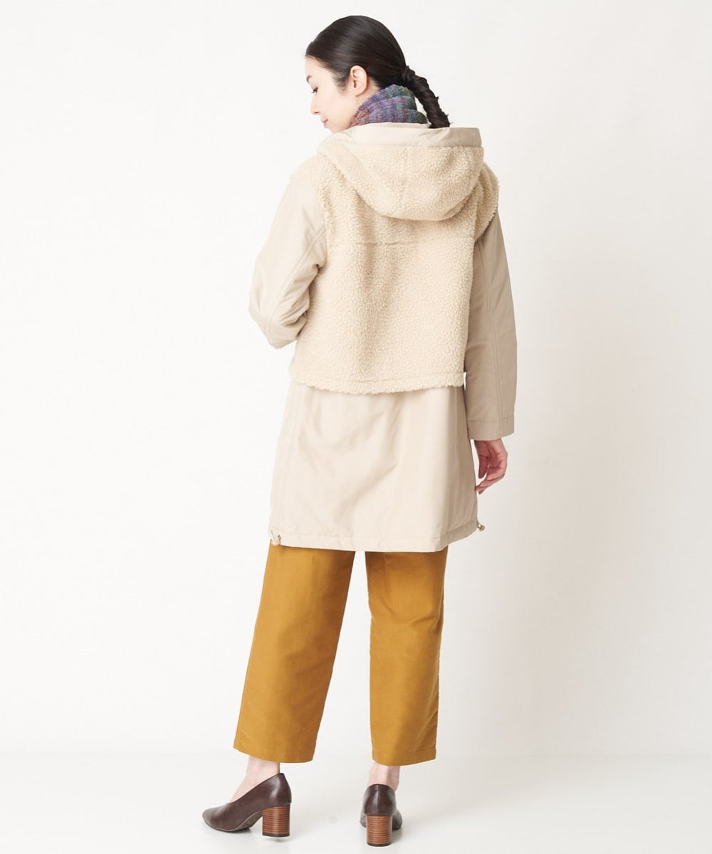 NHUAW13490 GIANNI LO GIUDICE(小さいサイズ)(メゾン ドゥ サンク) [リバーシブル]メモリッシュタッサーボアコート ライトベージュ