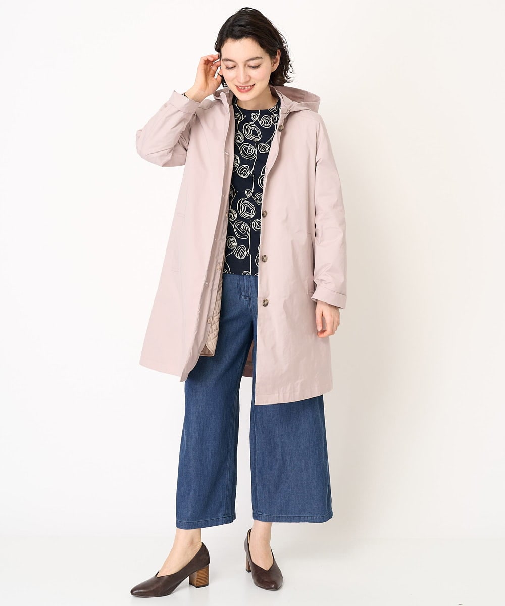 NHUEC80460 GIANNI LO GIUDICE(小さいサイズ)(メゾン ドゥ サンク) ライナー付きタフタロングコート ライトグレー