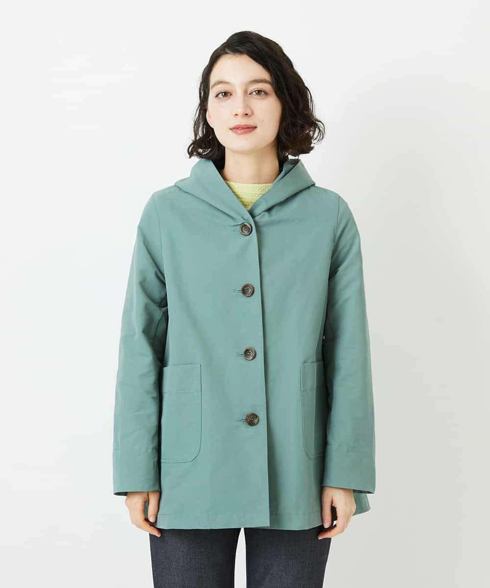 NHUEF85390 GIANNI LO GIUDICE(小さいサイズ)(メゾン ドゥ サンク) フード付きグログランコート ライトグリーン