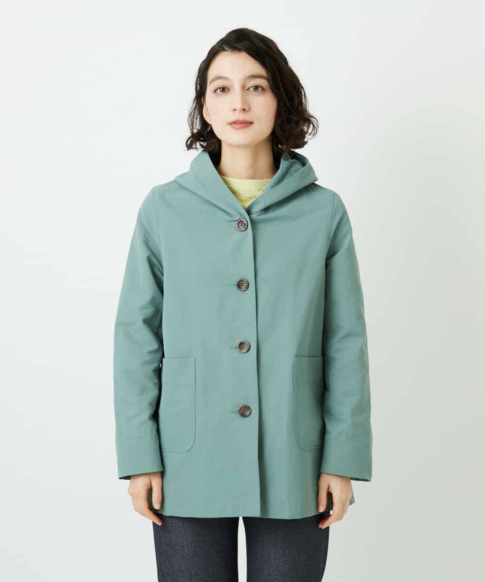 NHUEF85390 GIANNI LO GIUDICE(小さいサイズ)(メゾン ドゥ サンク) フード付きグログランコート ライトグリーン