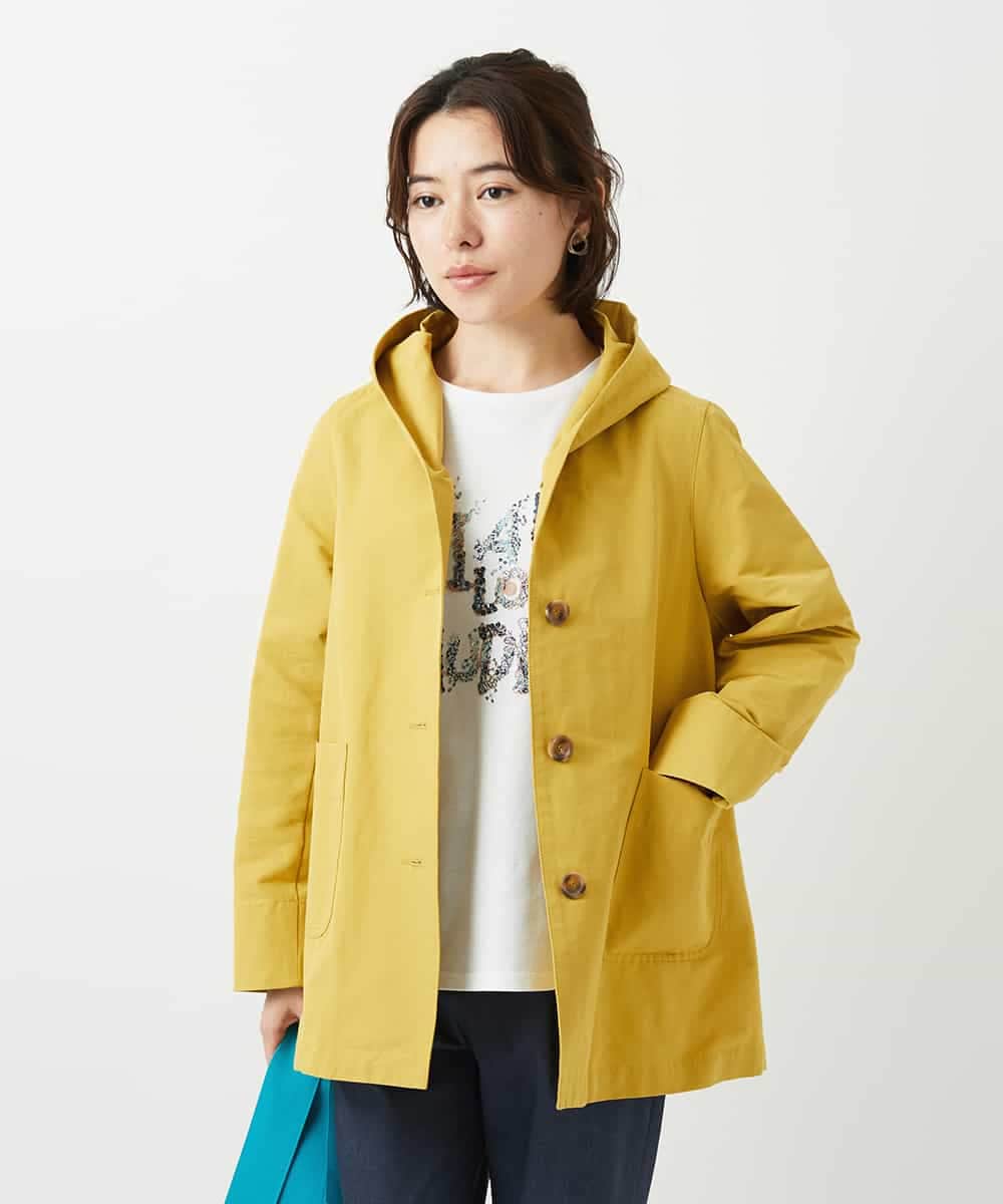 NHUEF85390 GIANNI LO GIUDICE(小さいサイズ)(メゾン ドゥ サンク) フード付きグログランコート ライトグリーン