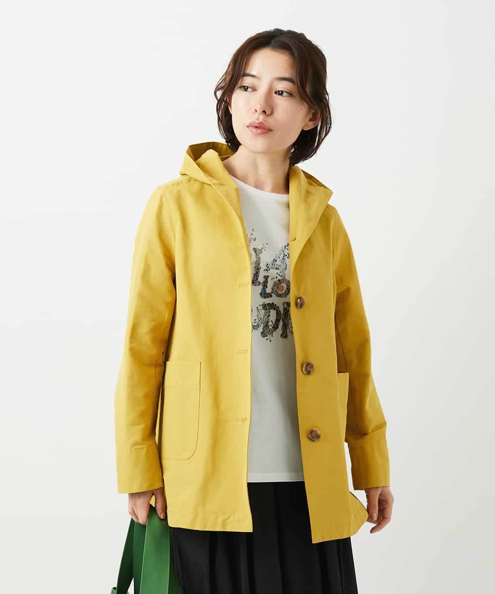 NHUEF85390 GIANNI LO GIUDICE(小さいサイズ)(メゾン ドゥ サンク) フード付きグログランコート ライトグリーン