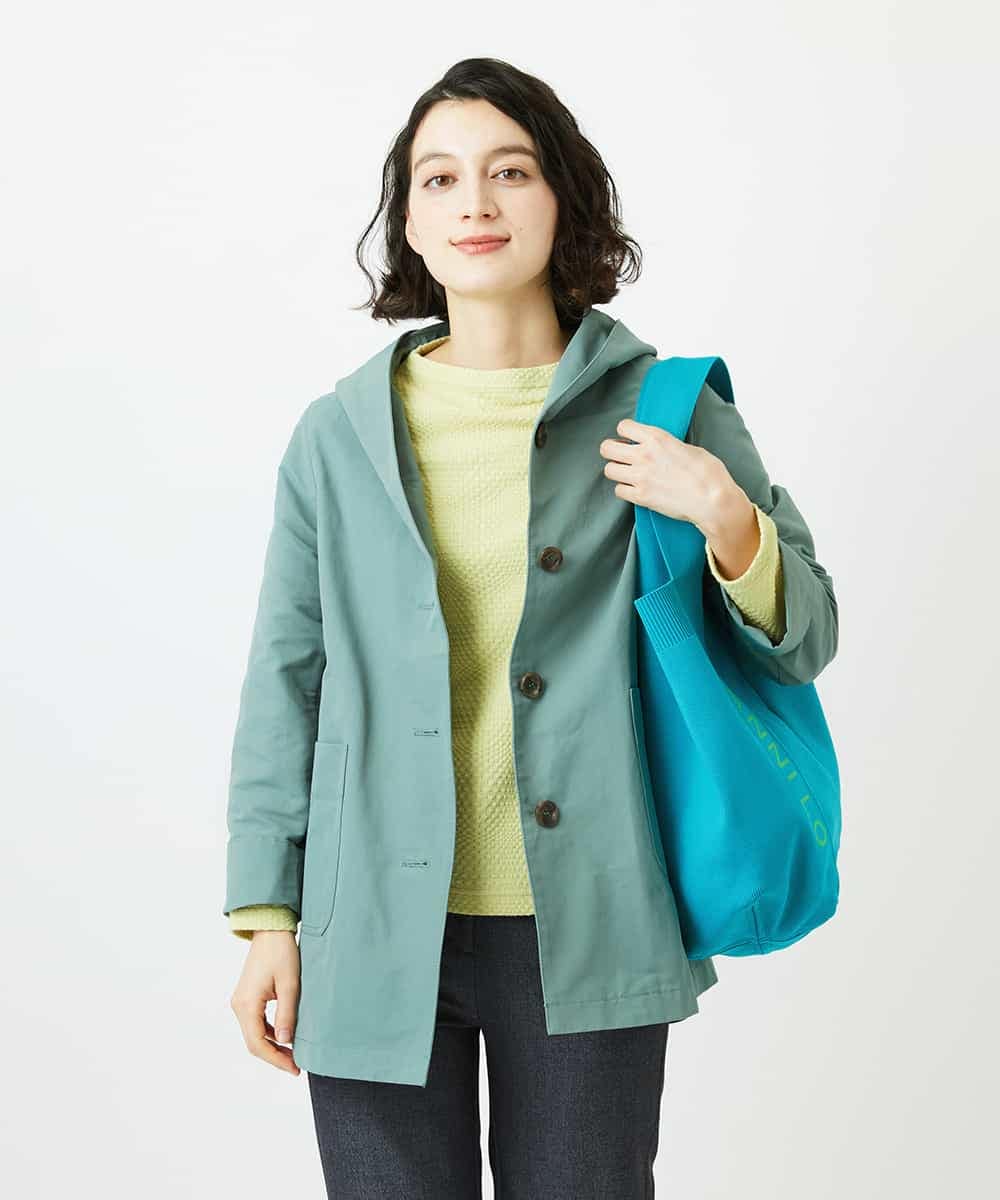 NHUEF85390 GIANNI LO GIUDICE(小さいサイズ)(メゾン ドゥ サンク) フード付きグログランコート ライトグリーン