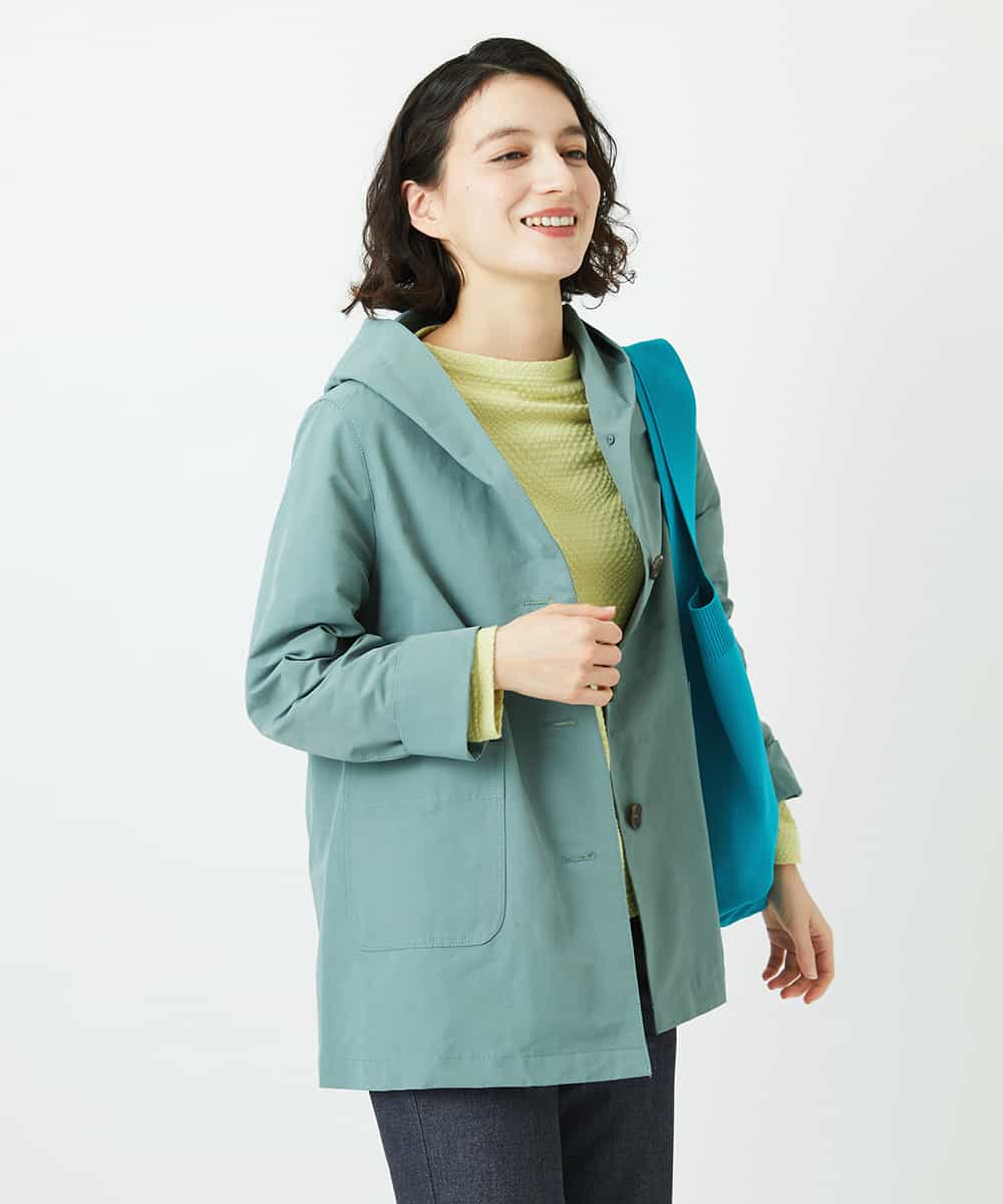 NHUEF85390 GIANNI LO GIUDICE(小さいサイズ)(メゾン ドゥ サンク) フード付きグログランコート ライトグリーン