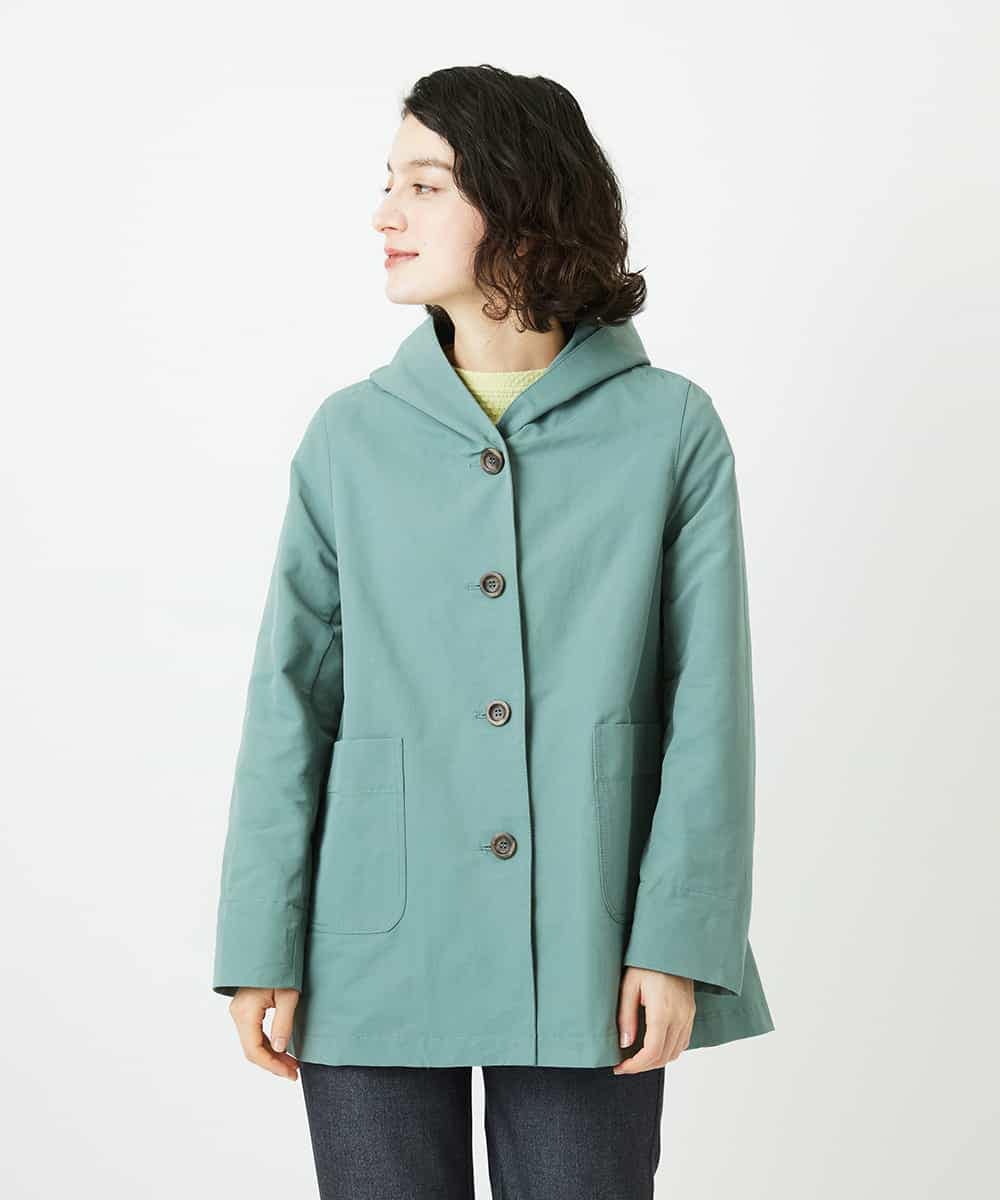 NHUEF85390 GIANNI LO GIUDICE(小さいサイズ)(メゾン ドゥ サンク) フード付きグログランコート ライトグリーン