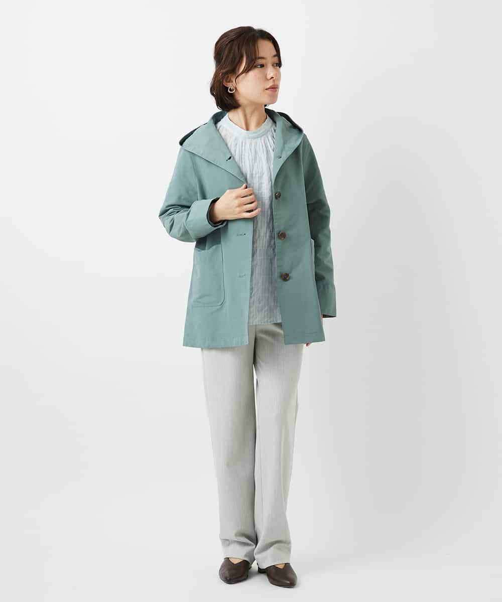 NHUEF85390 GIANNI LO GIUDICE(小さいサイズ)(メゾン ドゥ サンク) フード付きグログランコート ライトグリーン