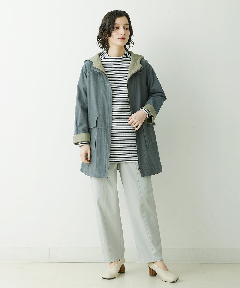 NHUET01490 GIANNI LO GIUDICE(小さいサイズ)(メゾン ドゥ サンク) [洗える]リバーコットンツイルフーディーコート ベージュ系
