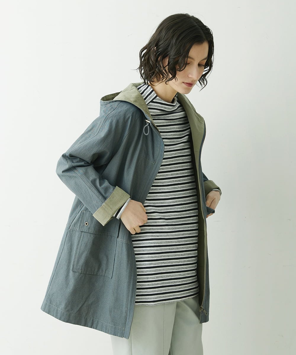 NHUET01490 GIANNI LO GIUDICE(小さいサイズ)(メゾン ドゥ サンク) [洗える]リバーコットンツイルフーディーコート ベージュ系