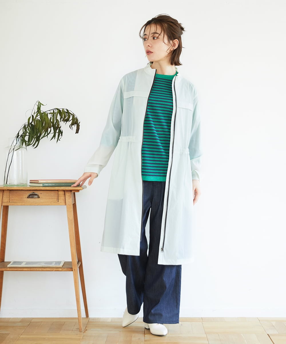 NHUGF37450 GIANNI LO GIUDICE(小さいサイズ)(メゾン ドゥ サンク) ナイロンストレッチタフタコート グリーン