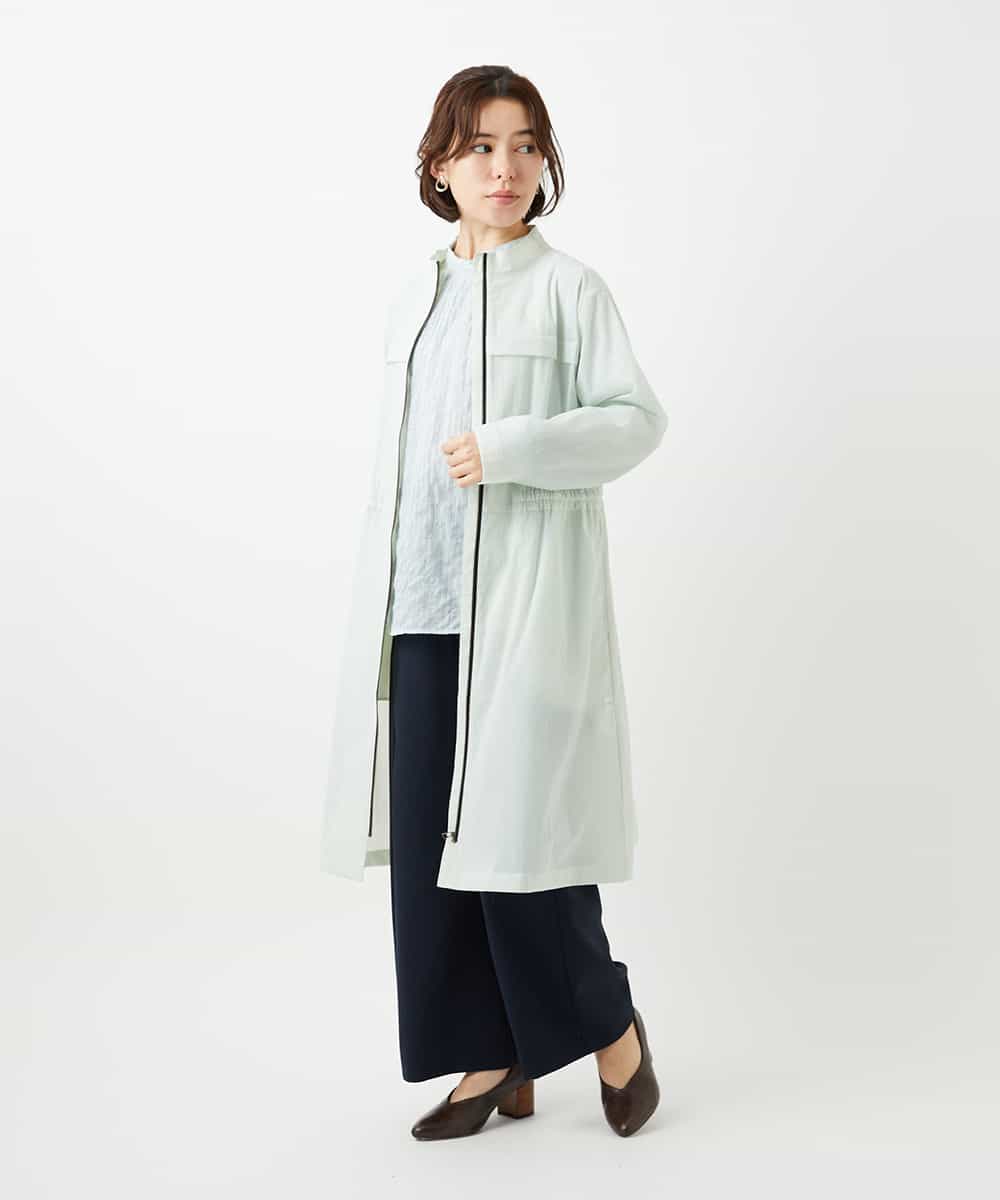 NHUGF37450 GIANNI LO GIUDICE(小さいサイズ)(メゾン ドゥ サンク) ナイロンストレッチタフタロングコート グリーン