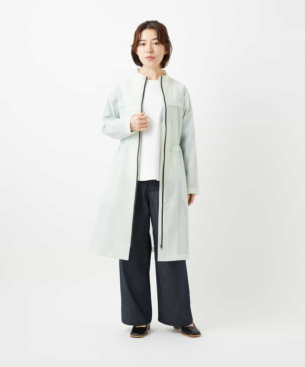 NHUGF37450 GIANNI LO GIUDICE(小さいサイズ)(メゾン ドゥ サンク) ナイロンストレッチタフタロングコート グリーン