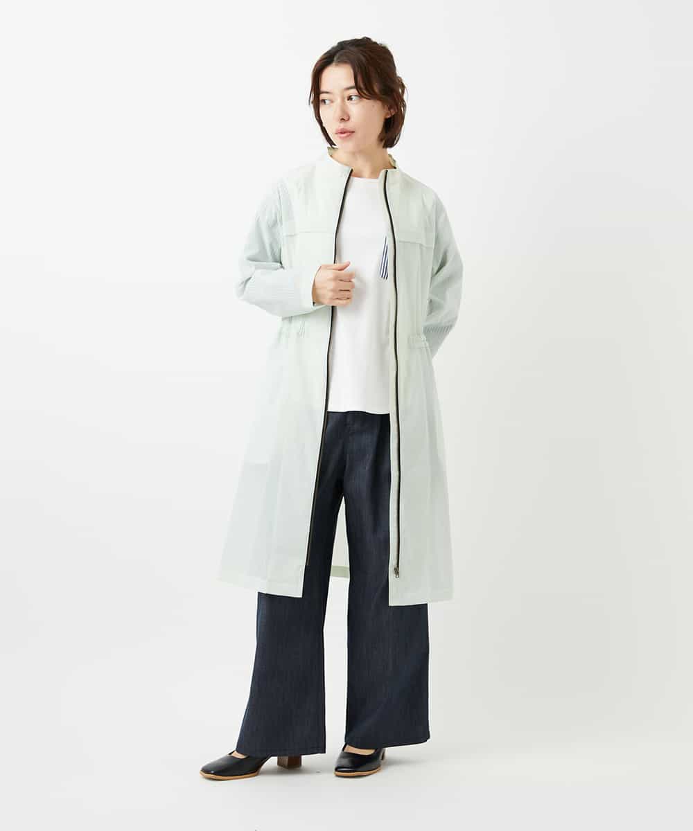 NHUGF37450 GIANNI LO GIUDICE(小さいサイズ)(メゾン ドゥ サンク) ナイロンストレッチタフタロングコート グリーン