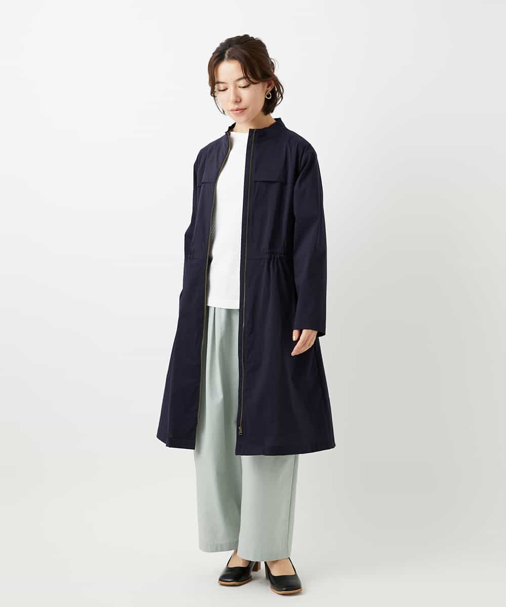 NHUGF37450 GIANNI LO GIUDICE(小さいサイズ)(メゾン ドゥ サンク) ナイロンストレッチタフタロングコート グリーン