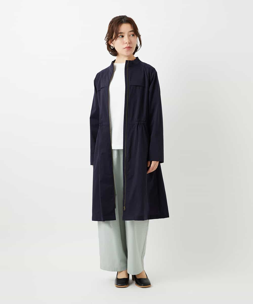 NHUGF37450 GIANNI LO GIUDICE(小さいサイズ)(メゾン ドゥ サンク) ナイロンストレッチタフタロングコート グリーン