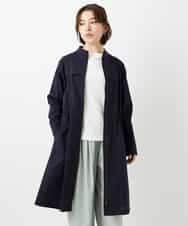 NHUGF37450 GIANNI LO GIUDICE(小さいサイズ)(メゾン ドゥ サンク) ナイロンストレッチタフタロングコート ネイビー