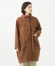 NHVAB23900 GIANNI LO GIUDICE(小さいサイズ)(メゾン ドゥ サンク) [日本製]ITALYミックスツイードロングコート ブラウン系