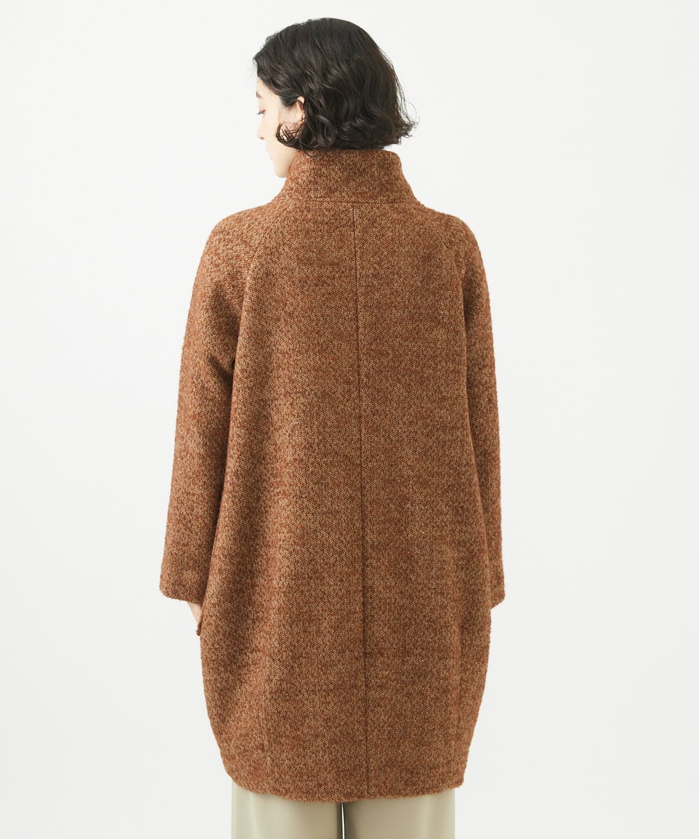 NHVAB23900 GIANNI LO GIUDICE(小さいサイズ)(メゾン ドゥ サンク) [日本製]ITALYミックスツイードロングコート ブラウン系