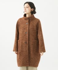 NHVAB23900 GIANNI LO GIUDICE(小さいサイズ)(メゾン ドゥ サンク) [日本製]ITALYミックスツイードロングコート ブラウン系