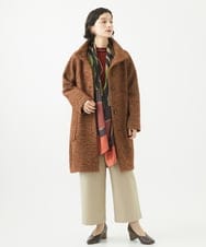 NHVAB23900 GIANNI LO GIUDICE(小さいサイズ)(メゾン ドゥ サンク) [日本製]ITALYミックスツイードロングコート ブラウン系