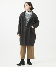 NHVAB23900 GIANNI LO GIUDICE(小さいサイズ)(メゾン ドゥ サンク) [日本製]ITALYミックスツイードロングコート ブラウン系