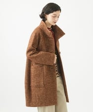 NHVAB23900 GIANNI LO GIUDICE(小さいサイズ)(メゾン ドゥ サンク) [日本製]ITALYミックスツイードロングコート ブラウン系