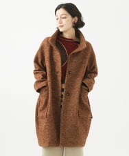 NHVAB23900 GIANNI LO GIUDICE(小さいサイズ)(メゾン ドゥ サンク) [日本製]ITALYミックスツイードロングコート ブラウン系