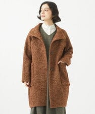 NHVAB23900 GIANNI LO GIUDICE(小さいサイズ)(メゾン ドゥ サンク) [日本製]ITALYミックスツイードロングコート ブラウン系