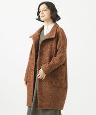 NHVAB23900 GIANNI LO GIUDICE(小さいサイズ)(メゾン ドゥ サンク) [日本製]ITALYミックスツイードロングコート ブラウン系