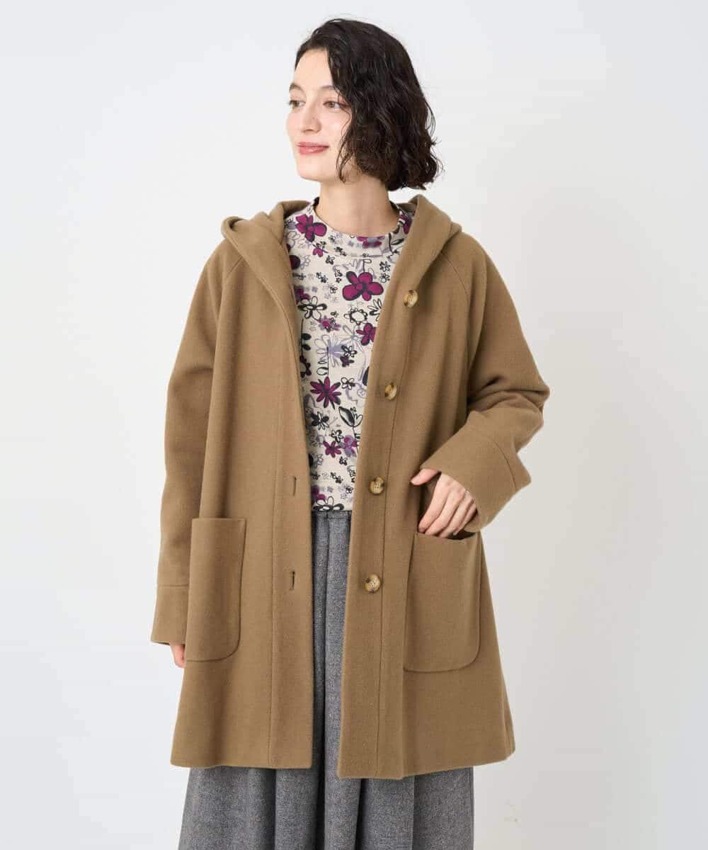 NHVAE32590 GIANNI LO GIUDICE(小さいサイズ)(メゾン ドゥ サンク) ウールモッサフーディーコート ベージュ