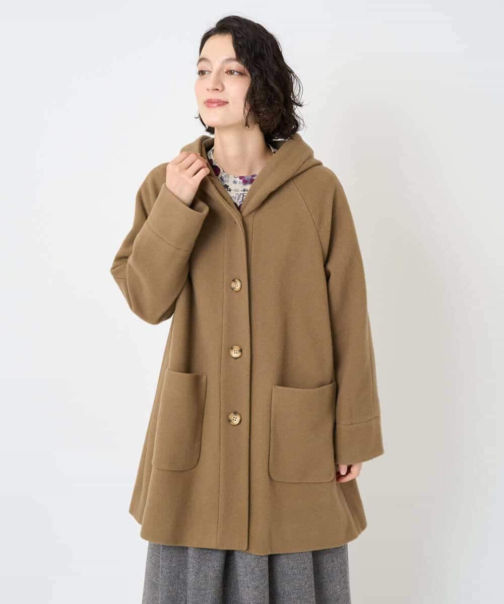 NHVAE32590 GIANNI LO GIUDICE(小さいサイズ)(メゾン ドゥ サンク) ウールモッサフーディーコート ベージュ