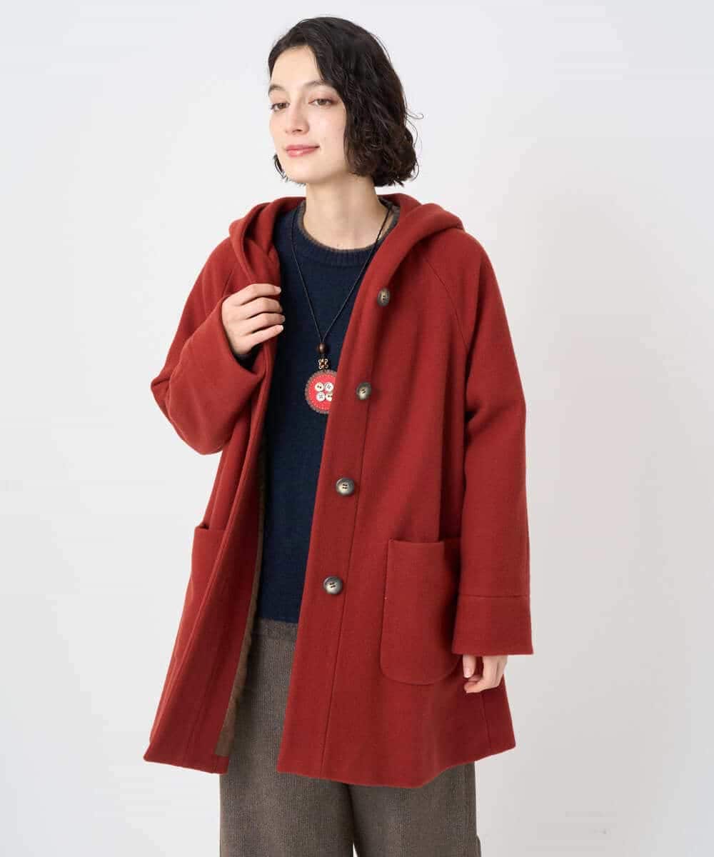 NHVAE32590 GIANNI LO GIUDICE(小さいサイズ)(メゾン ドゥ サンク) ウールモッサフーディーコート ベージュ