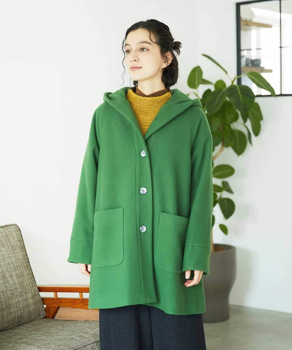 NHVAE32590 GIANNI LO GIUDICE(小さいサイズ)(メゾン ドゥ サンク) ウールモッサフーディーコート ベージュ