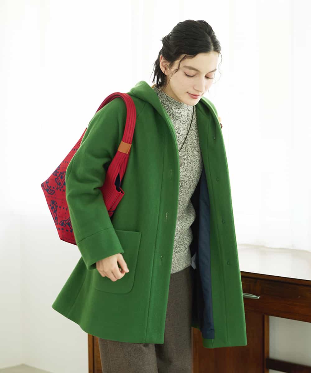 NHVAE32590 GIANNI LO GIUDICE(小さいサイズ)(メゾン ドゥ サンク) ウールモッサフーディーコート ベージュ