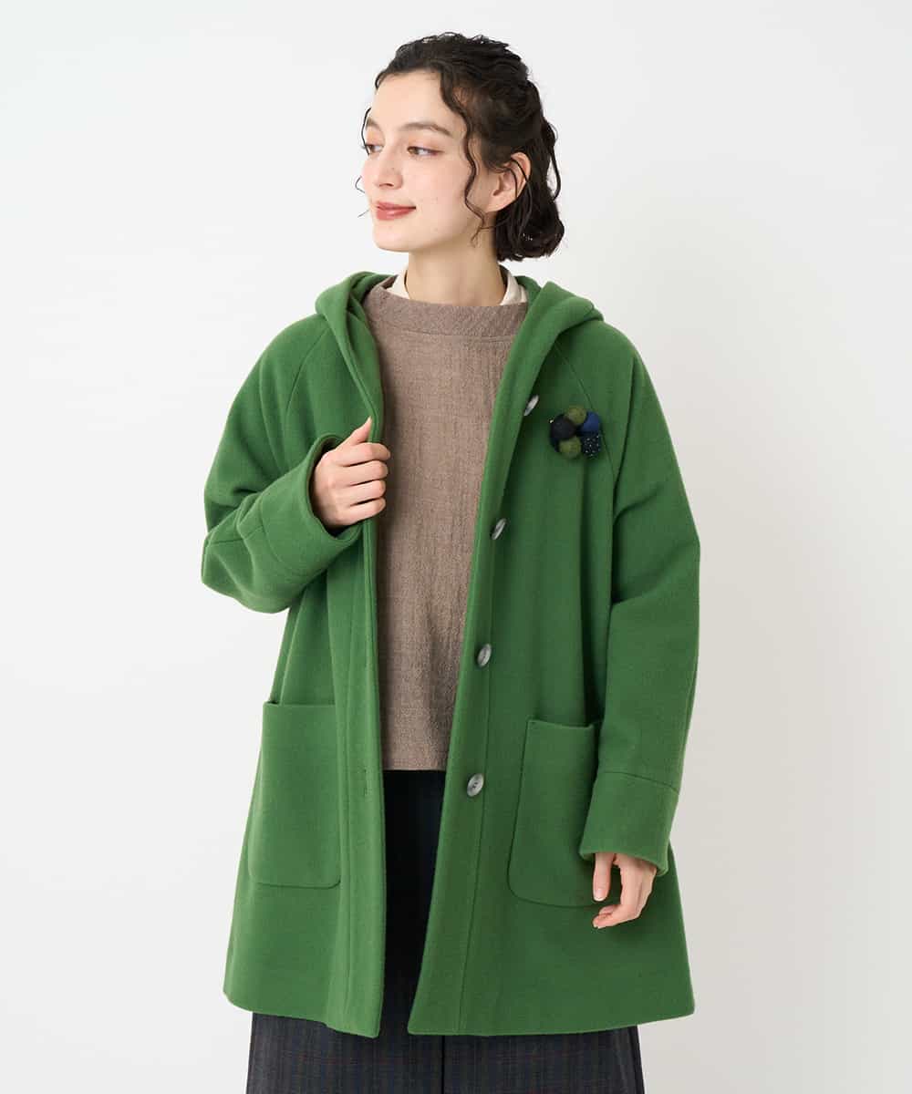 NHVAE32590 GIANNI LO GIUDICE(小さいサイズ)(メゾン ドゥ サンク) ウールモッサフーディーコート ベージュ