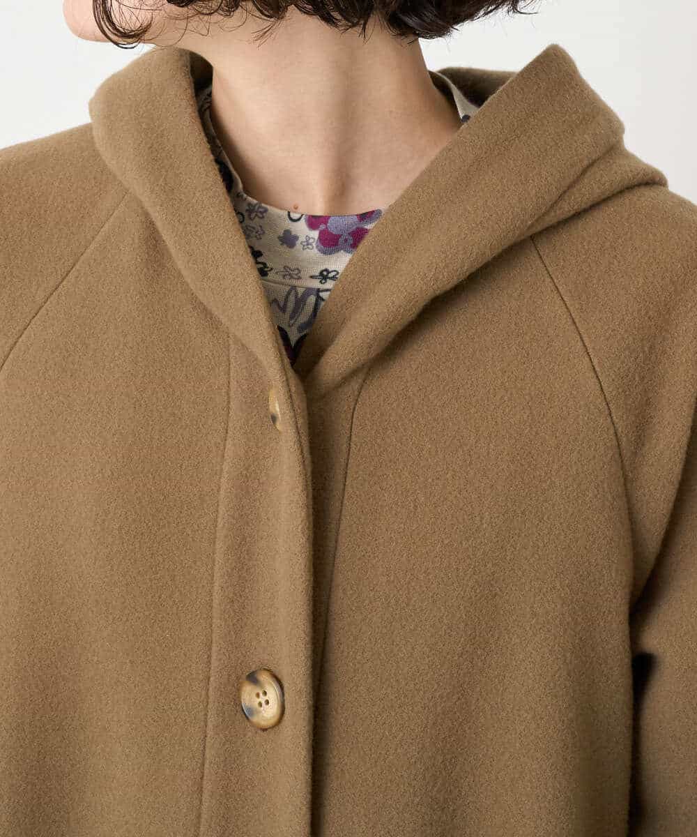 NHVAE32590 GIANNI LO GIUDICE(小さいサイズ)(メゾン ドゥ サンク) ウールモッサフーディーコート ベージュ