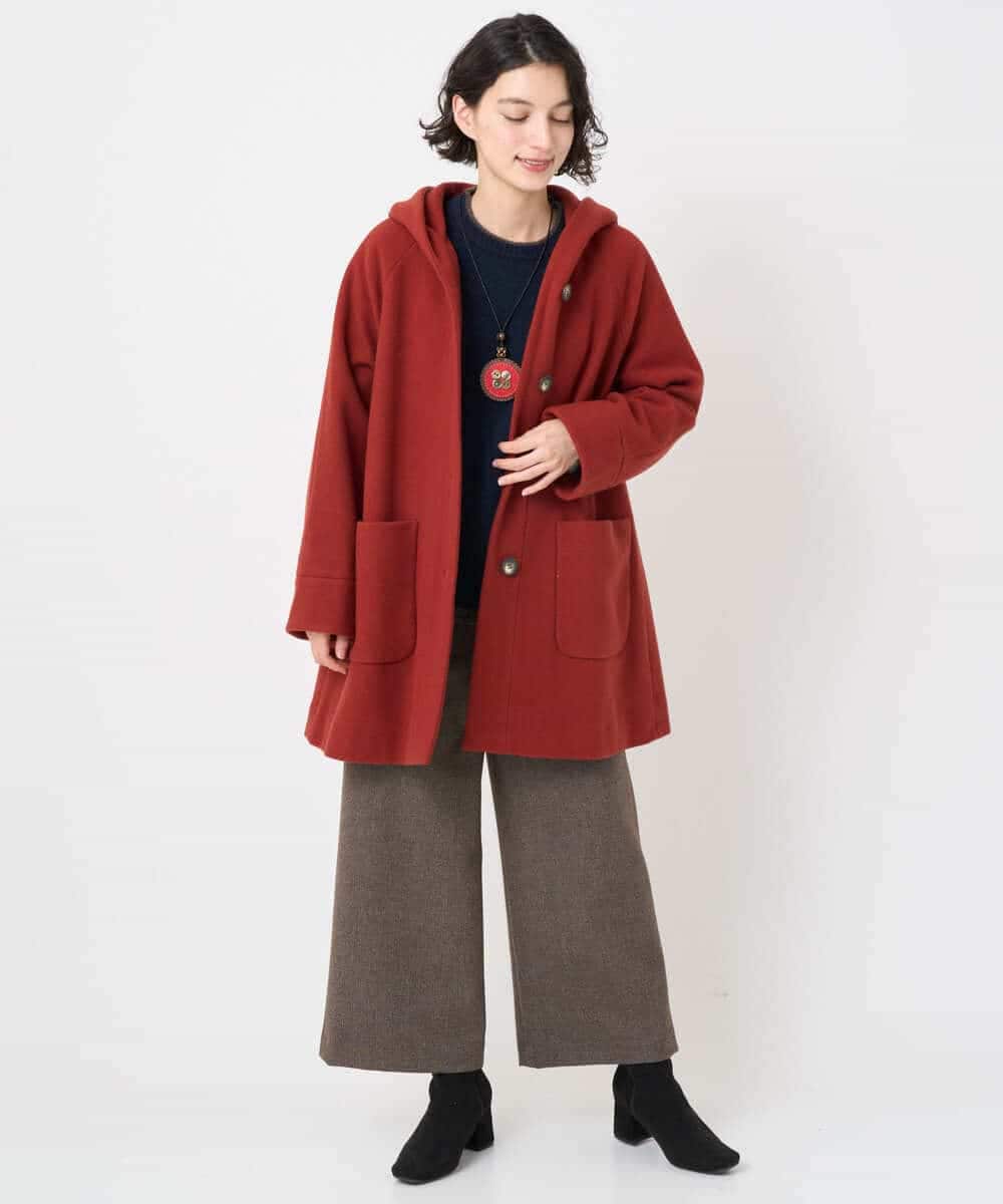 NHVAE32590 GIANNI LO GIUDICE(小さいサイズ)(メゾン ドゥ サンク) ウールモッサフーディーコート ベージュ