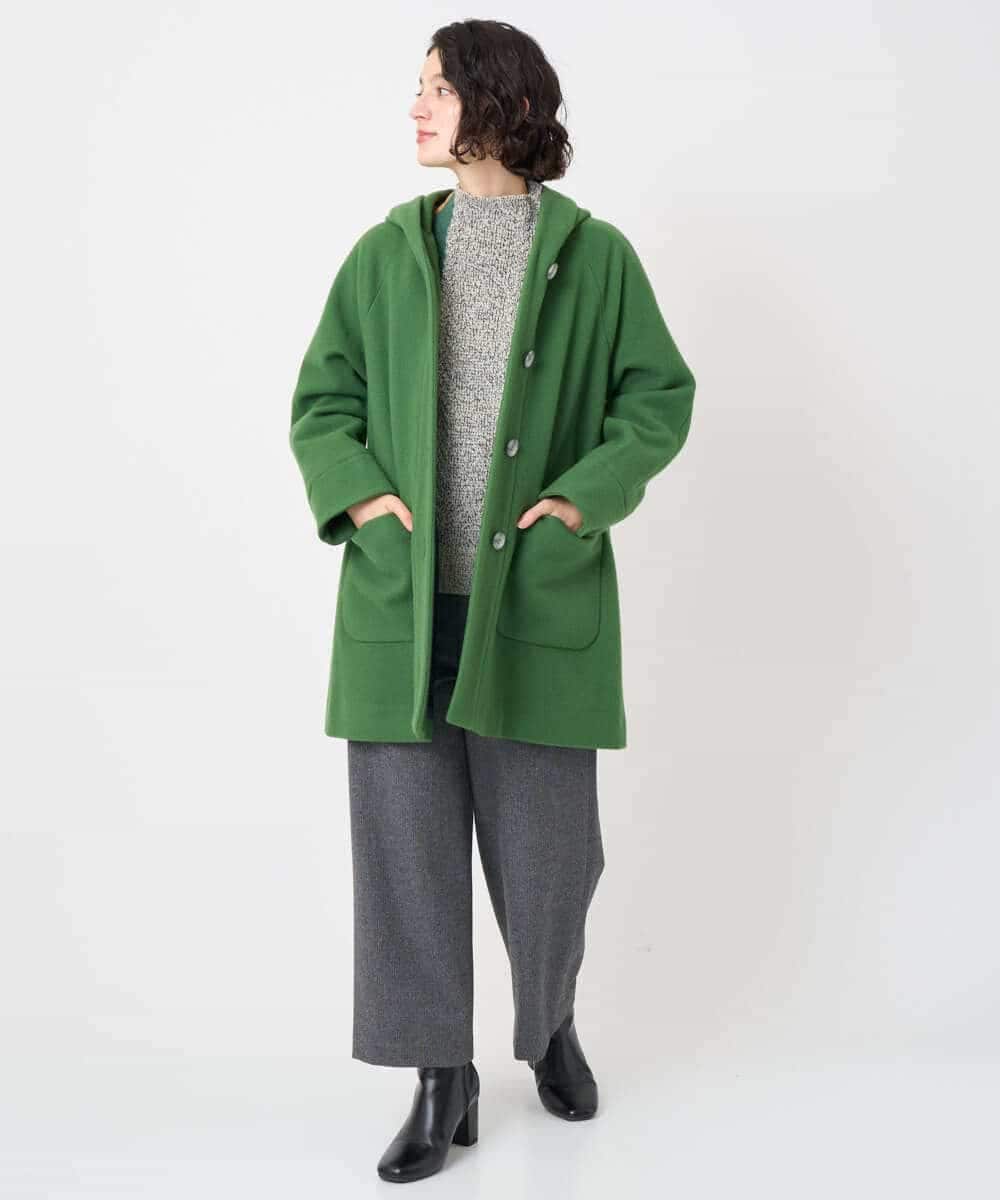 NHVAE32590 GIANNI LO GIUDICE(小さいサイズ)(メゾン ドゥ サンク) ウールモッサフーディーコート ベージュ