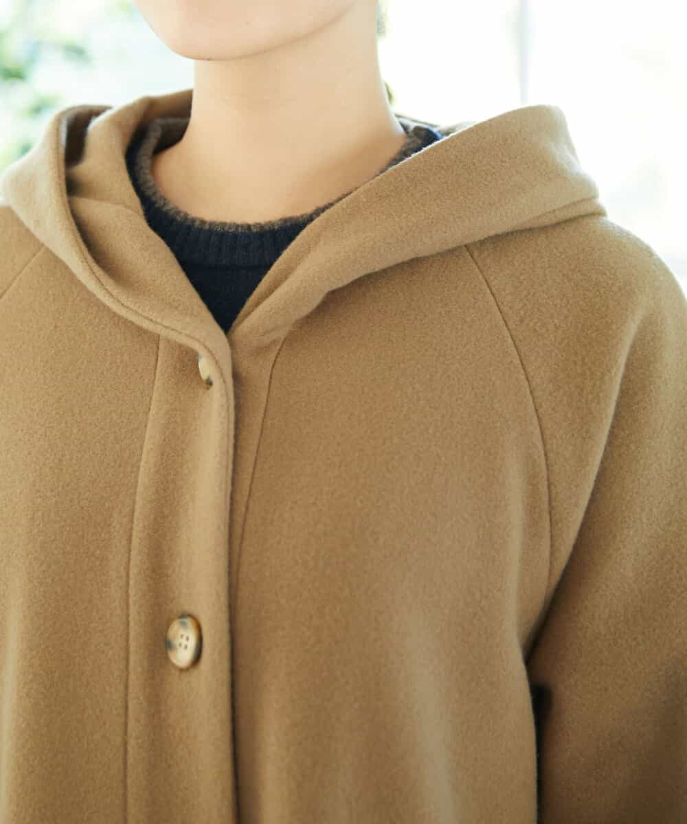 NHVAE32590 GIANNI LO GIUDICE(小さいサイズ)(メゾン ドゥ サンク) ウールモッサフーディーコート ベージュ