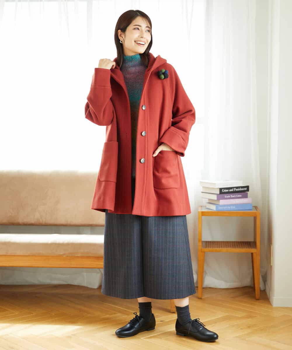 NHVAE32590 GIANNI LO GIUDICE(小さいサイズ)(メゾン ドゥ サンク) ウールモッサフーディーコート ベージュ